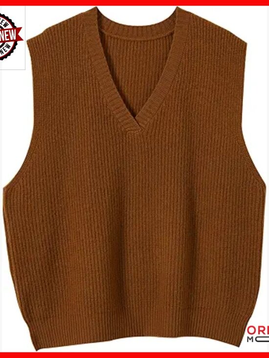 Sweaters - Women's Merino Wool V-Neck Sweater Vest Sleeveless Knit Casual